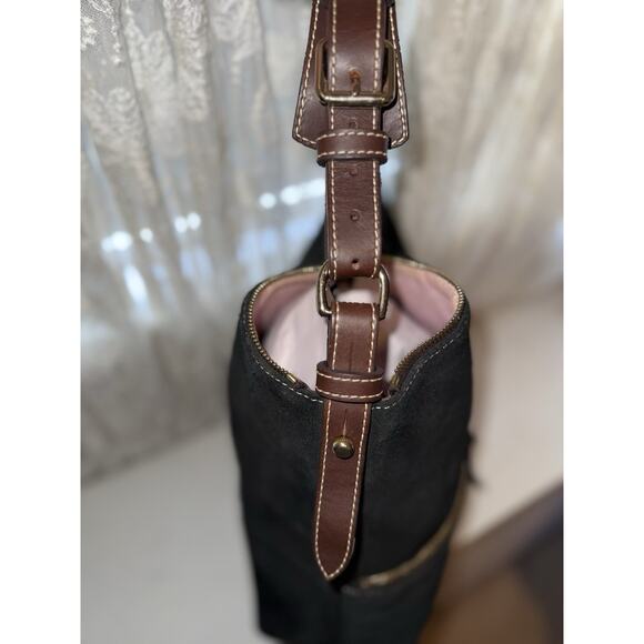 Dooney & Bourke Black Suede Zipper Pocket Sac Purse - Picture 7 of 9